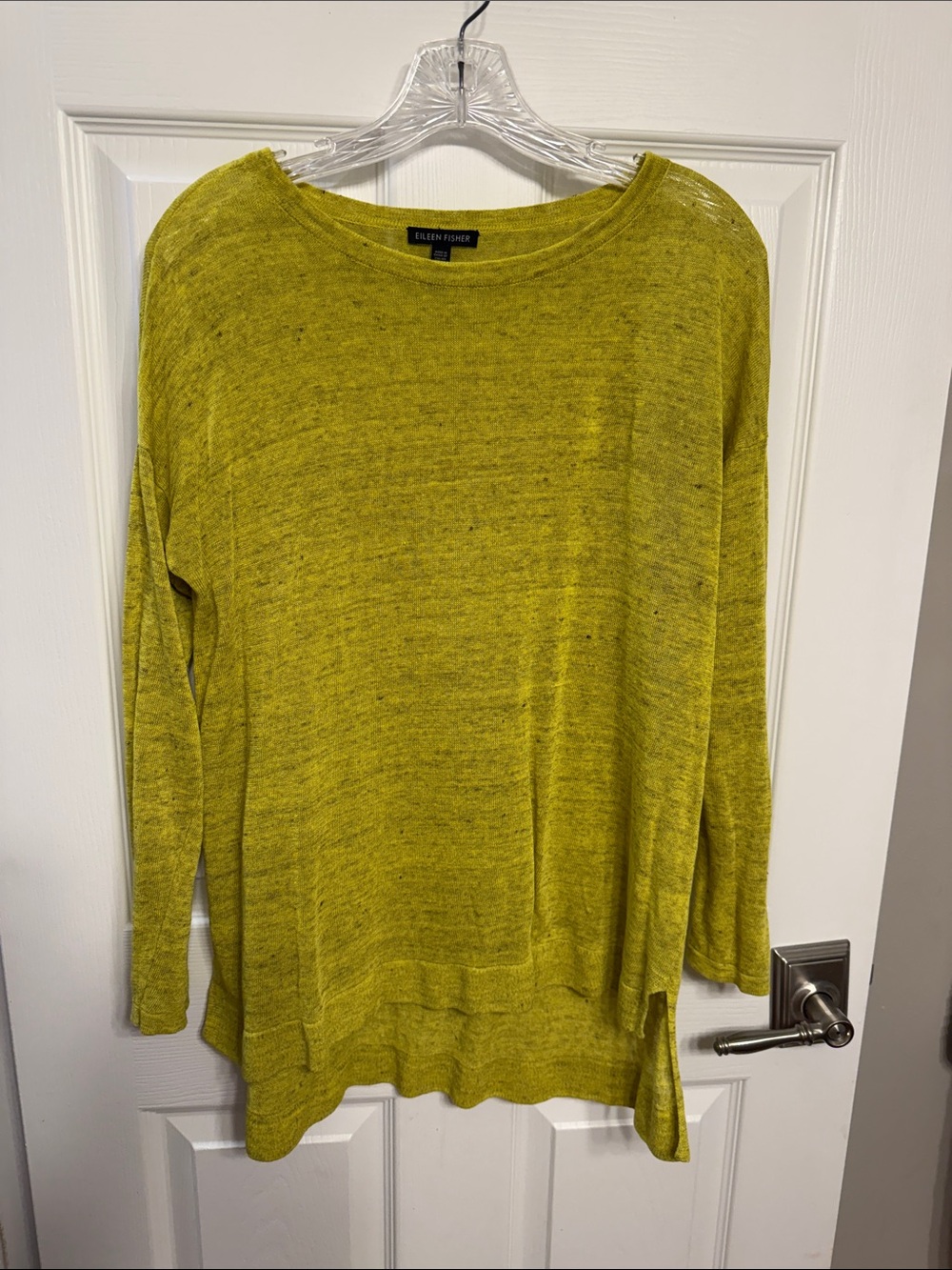Eileen Fisher Chartreuse Lightweight Scoop Neck Sweater